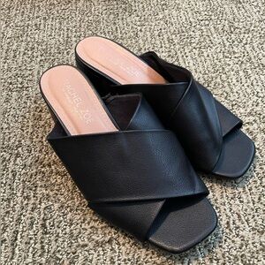 Rachel Zoe Black Leather Heeled Sandals